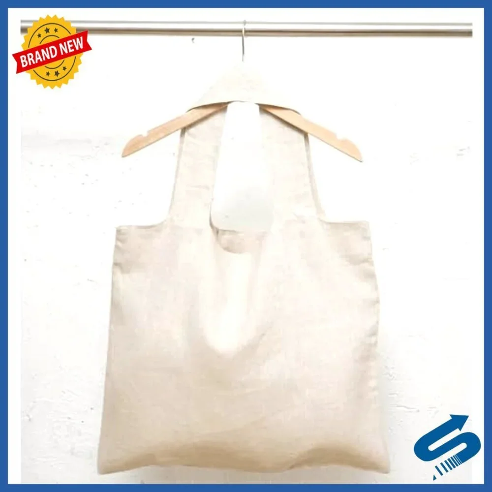 Pure Linen Reusable Tote Bag Heavy Duty Shoulder Grocery Shopping Bag